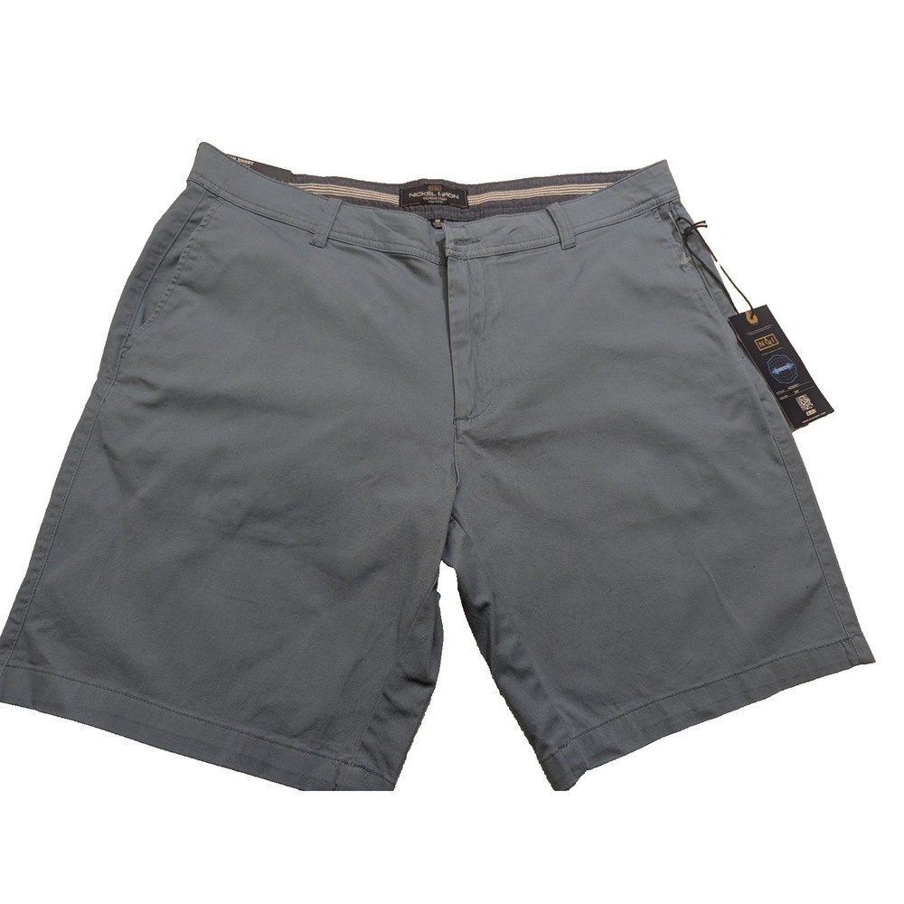 Nickel & Iron Mens Stretch Chino Shorts Blue Gray NWT Form Function